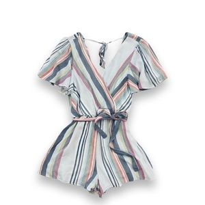 Stripped Short Sleeve Romper